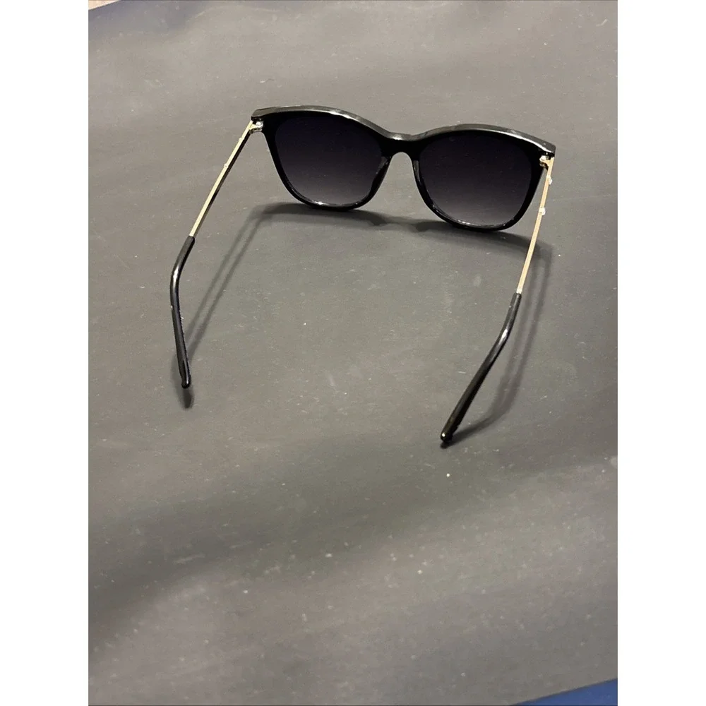 Women's Cat Eye Sunglasses Black Gold Metal Temples CAT 3 Shades